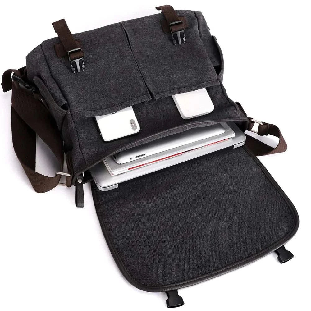 Classic Men Shoulder Bag Men's New Canvas Messenger Bag Outdoor Leisure Travel Multi Pockets Satchel Handbags Men's Designer Bag - M & M Global