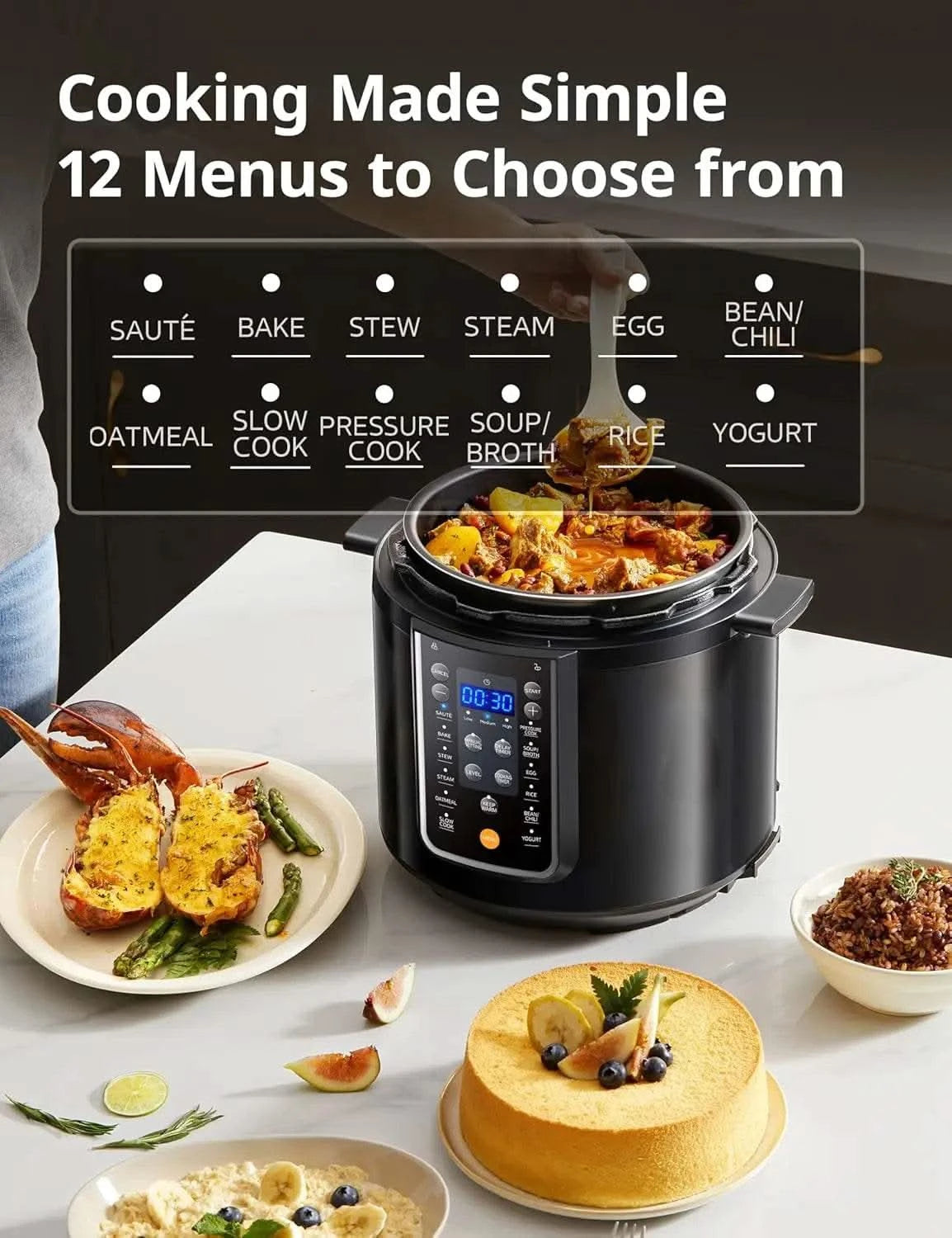 9-in-1Electric Pressure Cooker,14 Presets Instant Multi Cooker Olla de Presion Non-Stick Pot Yogurt Maker Rice Cooker 6 Quarts - M & M Global