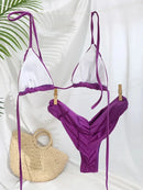 Summer 2025 Bikini Luxury Swimwear Women Biquini Folds Bikini Set Bathing Suit Women Swimsuit High Grade Champagne Bikinis Beach - M & M Global