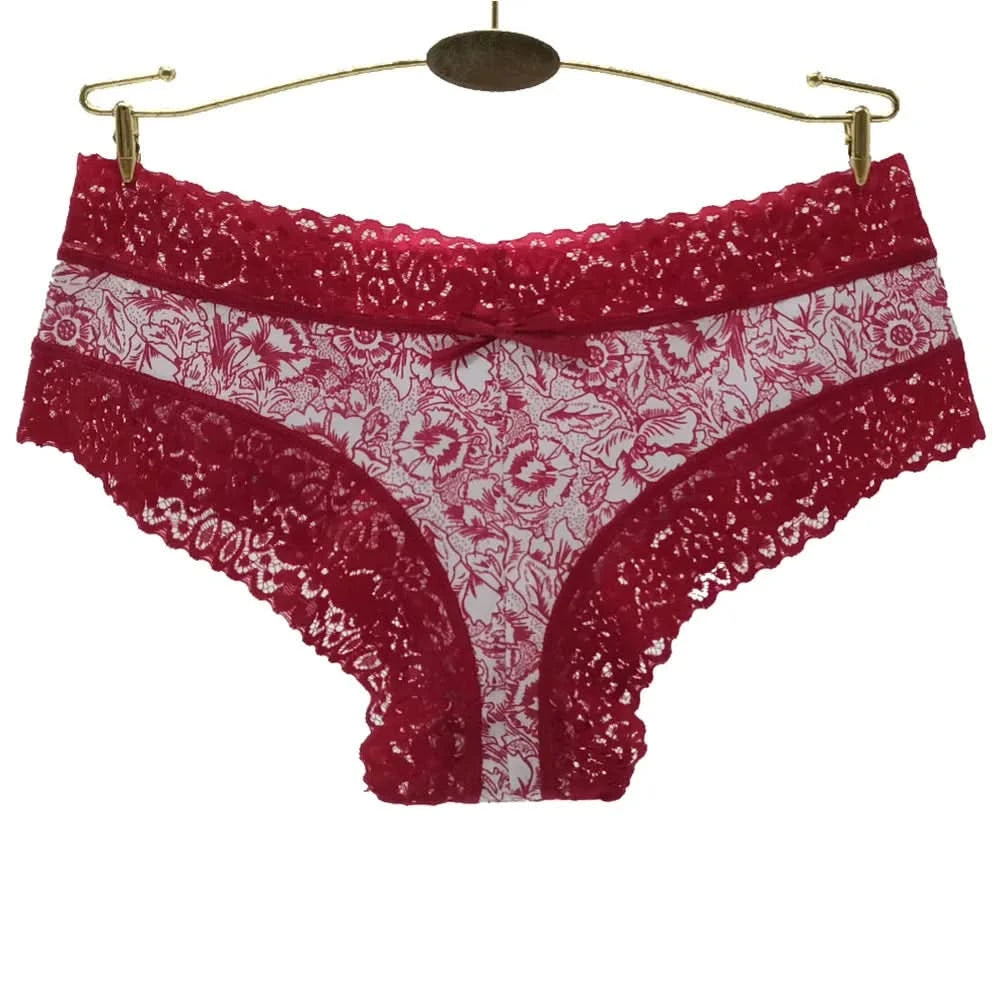Sexy Lace Women Panties Cotton Underwear Girls Bow Briefs New Ladies Bikini 6 Pcs/set - M & M Global