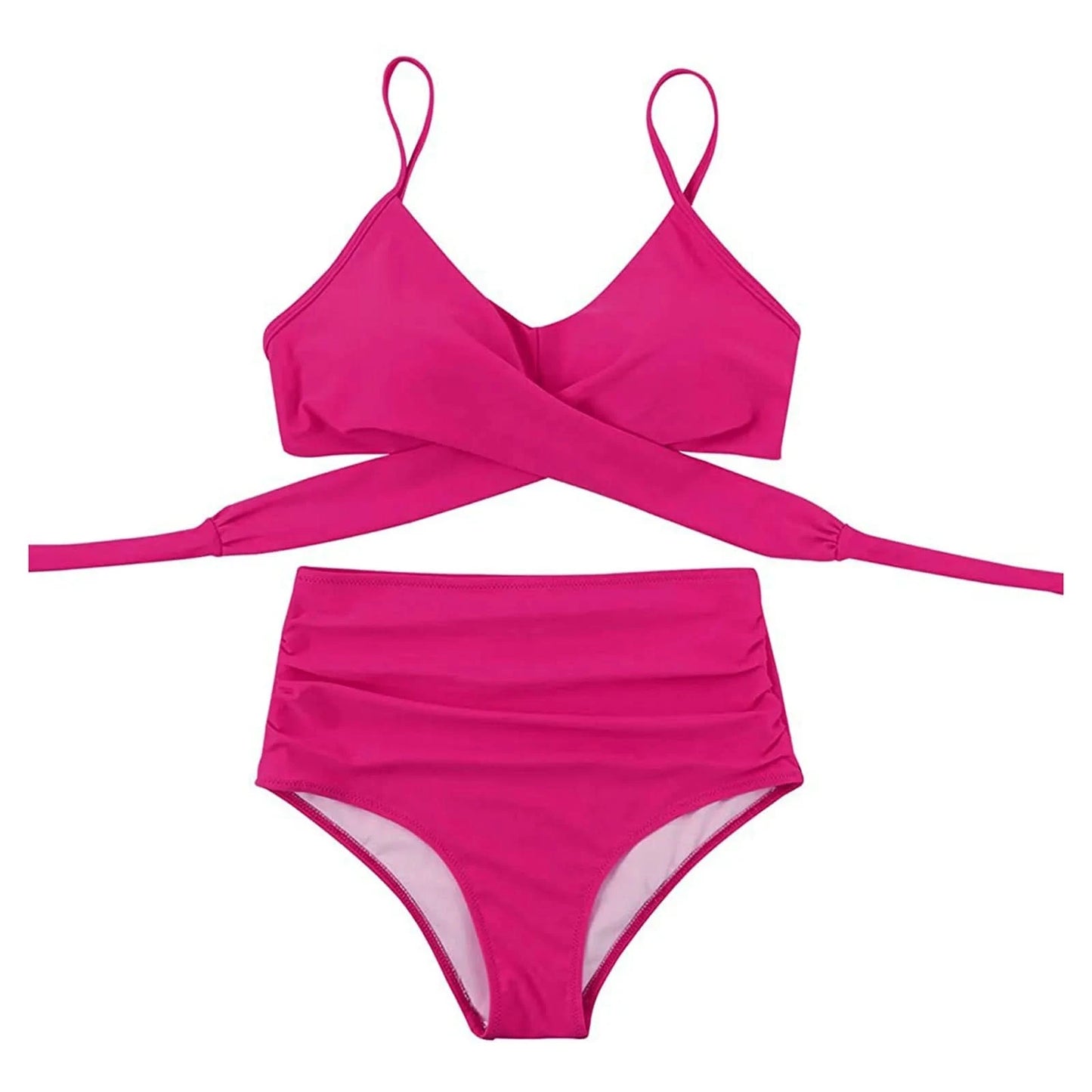 New Fashion Women Sexy Soild Print Bikini Set Push Up Bathing Swimwear Beach High Waist Swimsuit Swimming Suit Beachwear Biquini - M & M Global