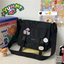 Harajuku Versatile Messenger Bag, Retro Street Crossbody Bag, Student School Canvas Bag,Casual Large Capacity Shoulder Bag - M & M Global