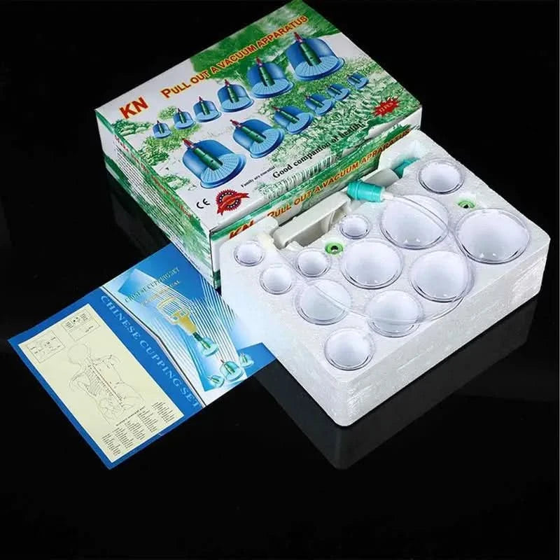 Family Full Body Neck Back Massage Helper Silicone Cellulite Massager Vacuum Cans 12 Cupping Cup Set Chinese Health Care Tool - M & M Global