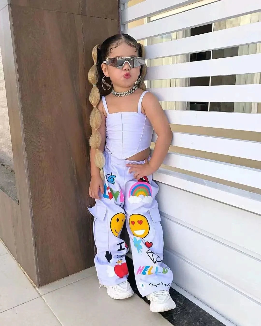 Children's Clothing Girl's Clothes 2 Pcs Set Summer Suspender Top+Long Pants Kid Girl Fashion For 3 4 5 6 7 8Y - M & M Global