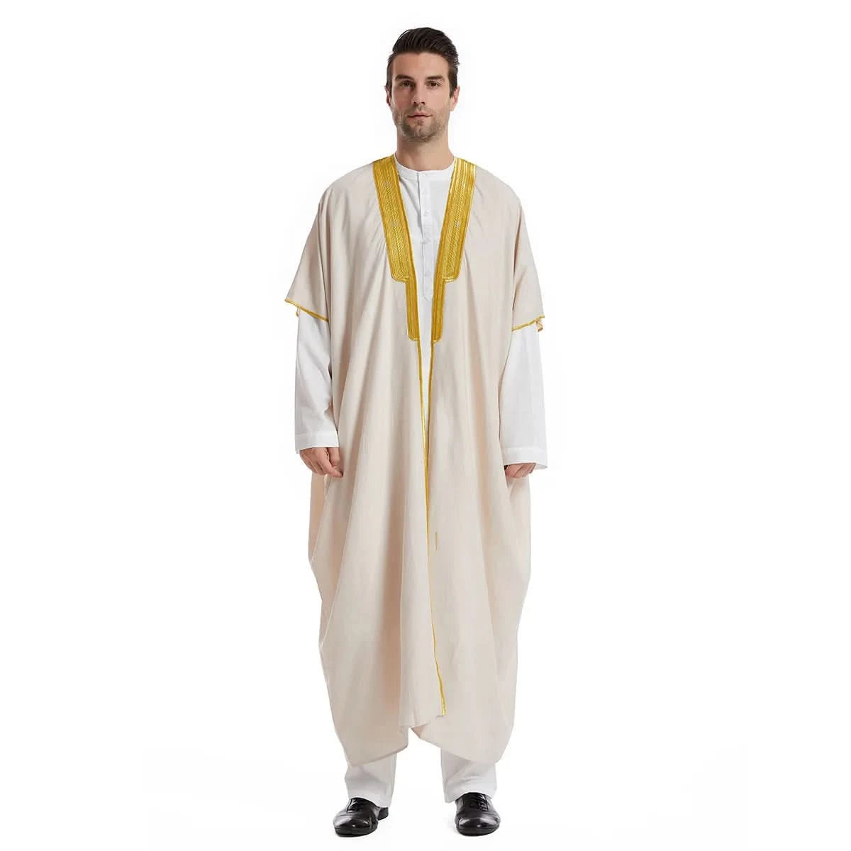 Muslim Arab Men Thobe Thawb Caftan Eid Jubba Thobe Mens Cardigan Abaya Long Dress Ramadan Robe Saudi Arab Musulman Caftan Dubai - M & M Global