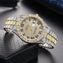 Hip Hop Iced Out Men Watch Full AAA Rhinestone Around Luxury Quartz Watches Round Clock Unisex Wrist Watch Gift For Boyfriend - M & M Global