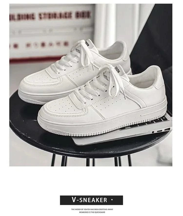 Casual Men's Sneakers Autumn 2025 New Style Winter Pure White Fiberglass Synthetic Lining Rubber Sole Unisex Leisure Shoes - M & M Global
