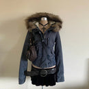 Street Y2K Casual Loose Warm Fur Collar Jacket and Coat Women Harajuku Fashion Trend Joker Fleece Padded Jacket Punk Retro Coat