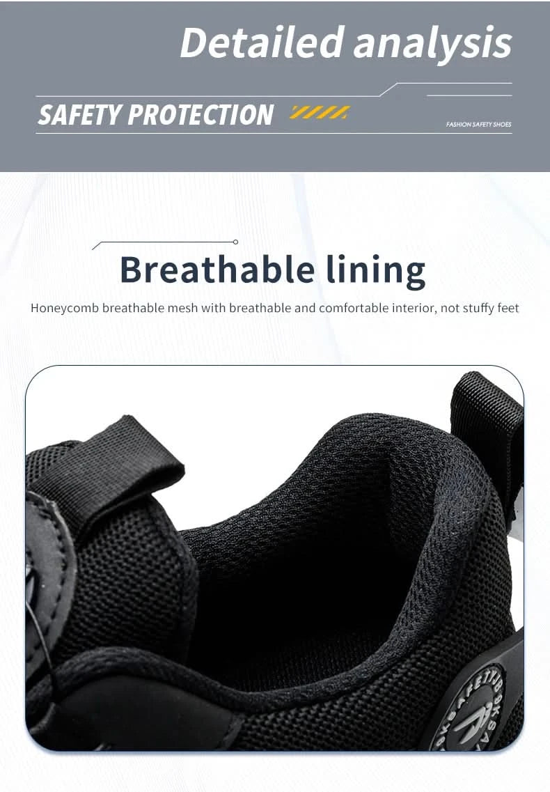 Rotating Button Steel Toe Safety Shoes Men Anti-smash Anti-puncture Work Shoes Breathable Sport Shoes Security Protective Boots