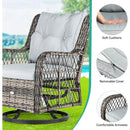 3 Piece Patio Outdoor Swivel Glider Rocker Wicker Patio Bistro Rocking Set with Wood-Grain Table for Garden, Backyard and Balco