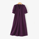 ZANZEA Fashion V-neck Pleated Dresses Women Solid Puff Short Sleeve Midi Dress 2024 Summer Elegant Street Loose Dress Oversized