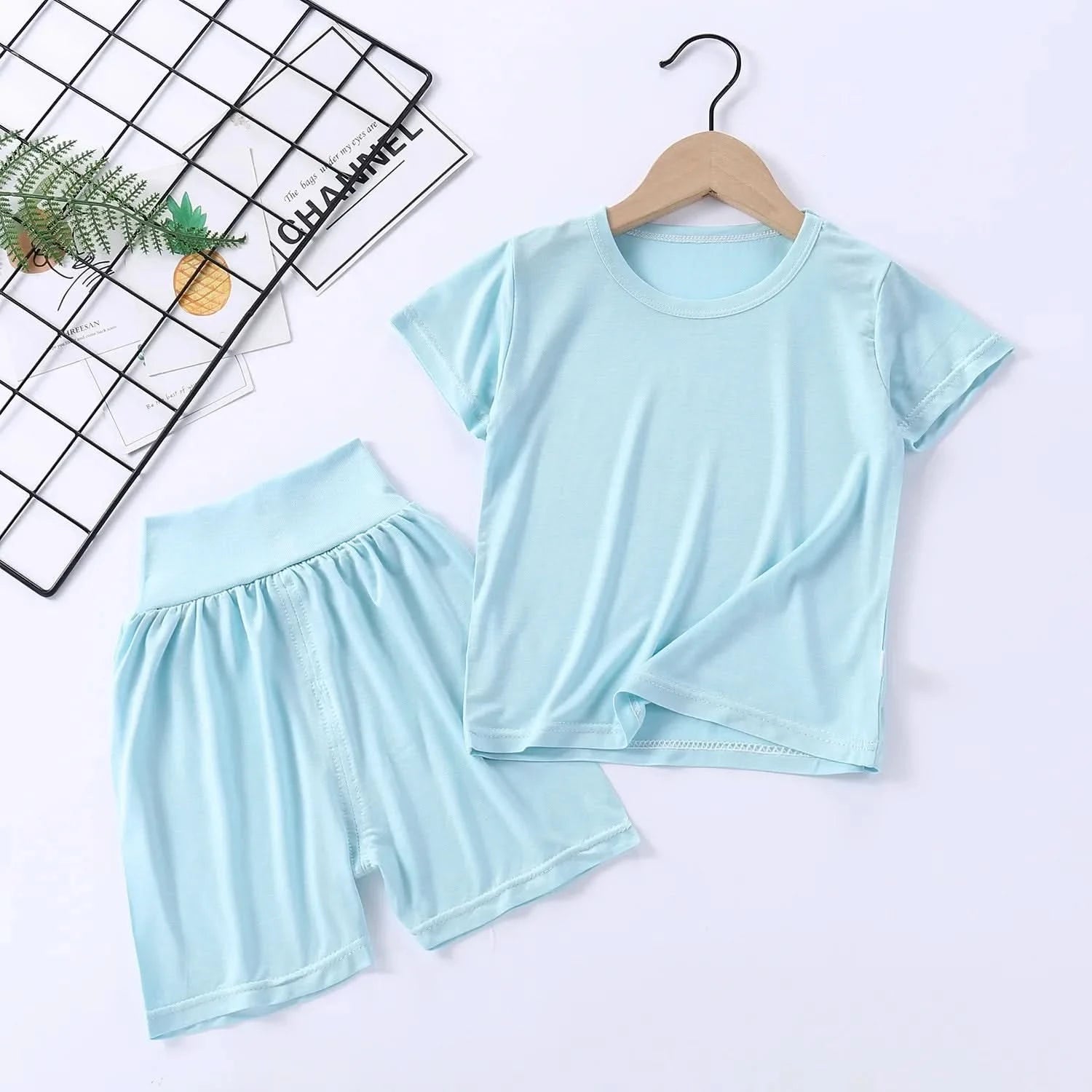 Children's Pajamas Modal Short-sleeved Suit Summer Pajamas Children's Clothing High Waist Belly Protection Home Clothes - M & M Global