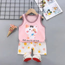 Summer Cute Cartoon 2PCS Kids Baby Boys Girls Cartoon Vest Top Shorts Pants Set Clothes Children Pajamas Girls Clothing Sets - M & M Global
