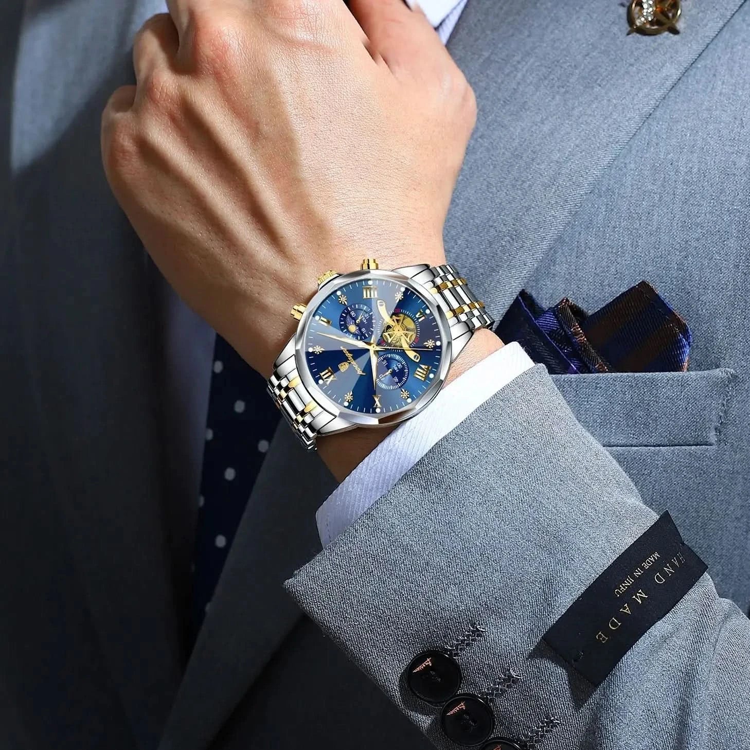 POEDAGAR Luxury Men Watch Top Original Waterproof Luminous Chronograph Man Wristwatch Stainless Steel Quartz Men's Watches Reloj - M & M Global
