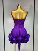 Women Sexy Strapless Backless Flower Embellished Mini Bandage Dress Bodycon Celebrity Party Cocktail Evening Party Club Dresses