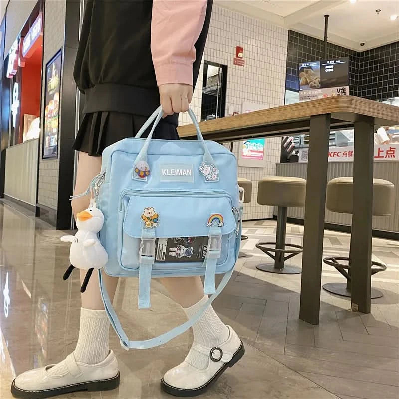 Japanese high-capacity single-shouldered slouch bag for schoolgirls, carry-on canvas messenger bag, Japan and South Korea - M & M Global