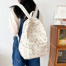 Student School Backpack Floral White School Bags For Teenage Girls Cute Women's Backpack Book Bag Nylon Rucksack - M & M Global