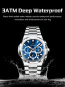 POEDAGAR Business Man Wristwatch Date Chronograph Waterproof Luminous Luxury Men Watch Stainless Steel Quartz Men's Watches Male