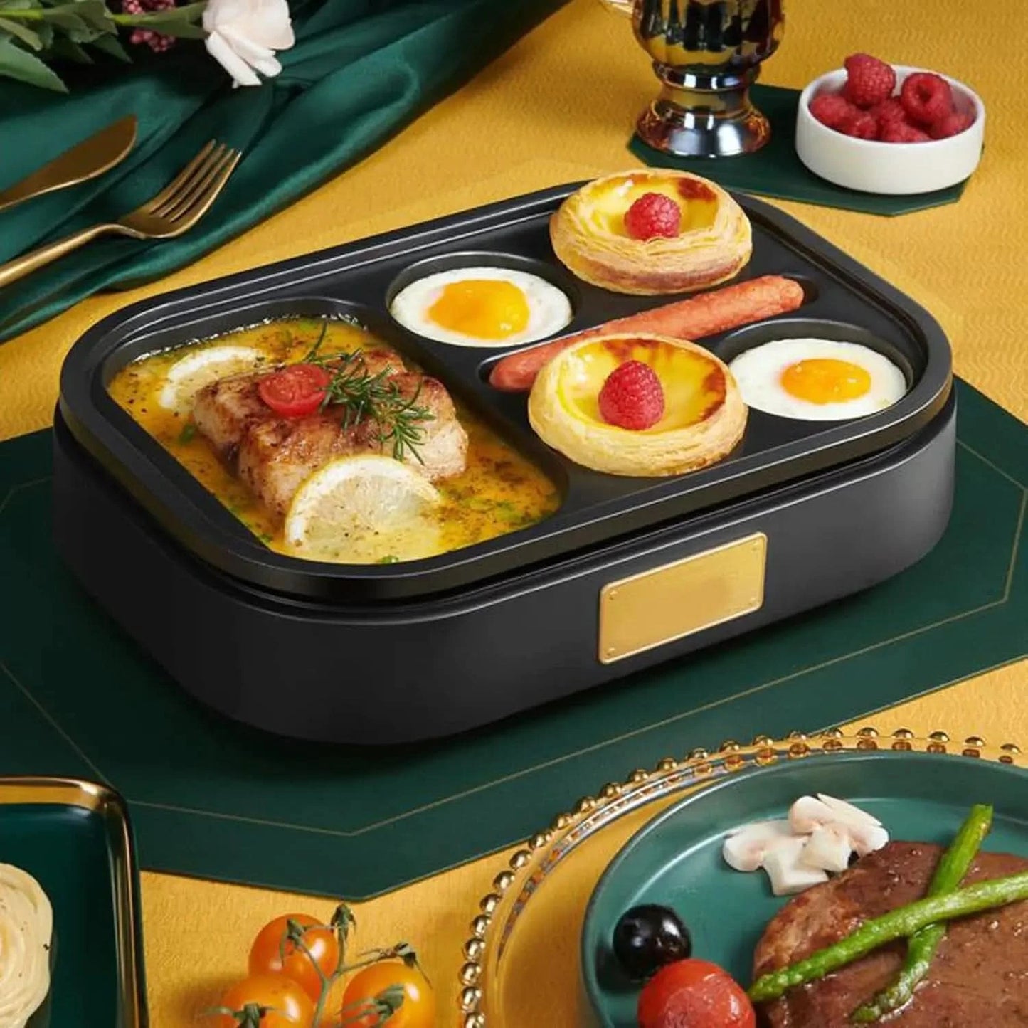 Egg Frying Pan, Electric Egg Cooker with 6 Cup Egg Frying Pan Breakfast Maker Easy Rapid Heating for Lunch Dinner Snacks Making - M & M Global