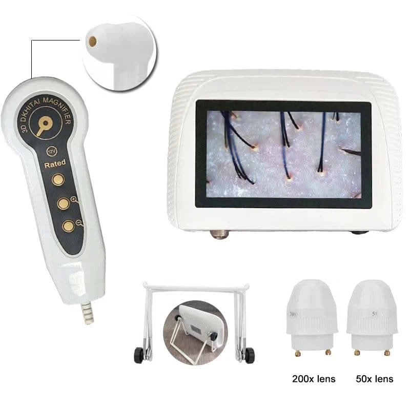 5 Inch Skin Analyzer Machine Professional Facial Scalp Hair Follicle Oil Moisture Care Detector Analyzer Tester Rechargeable - M & M Global