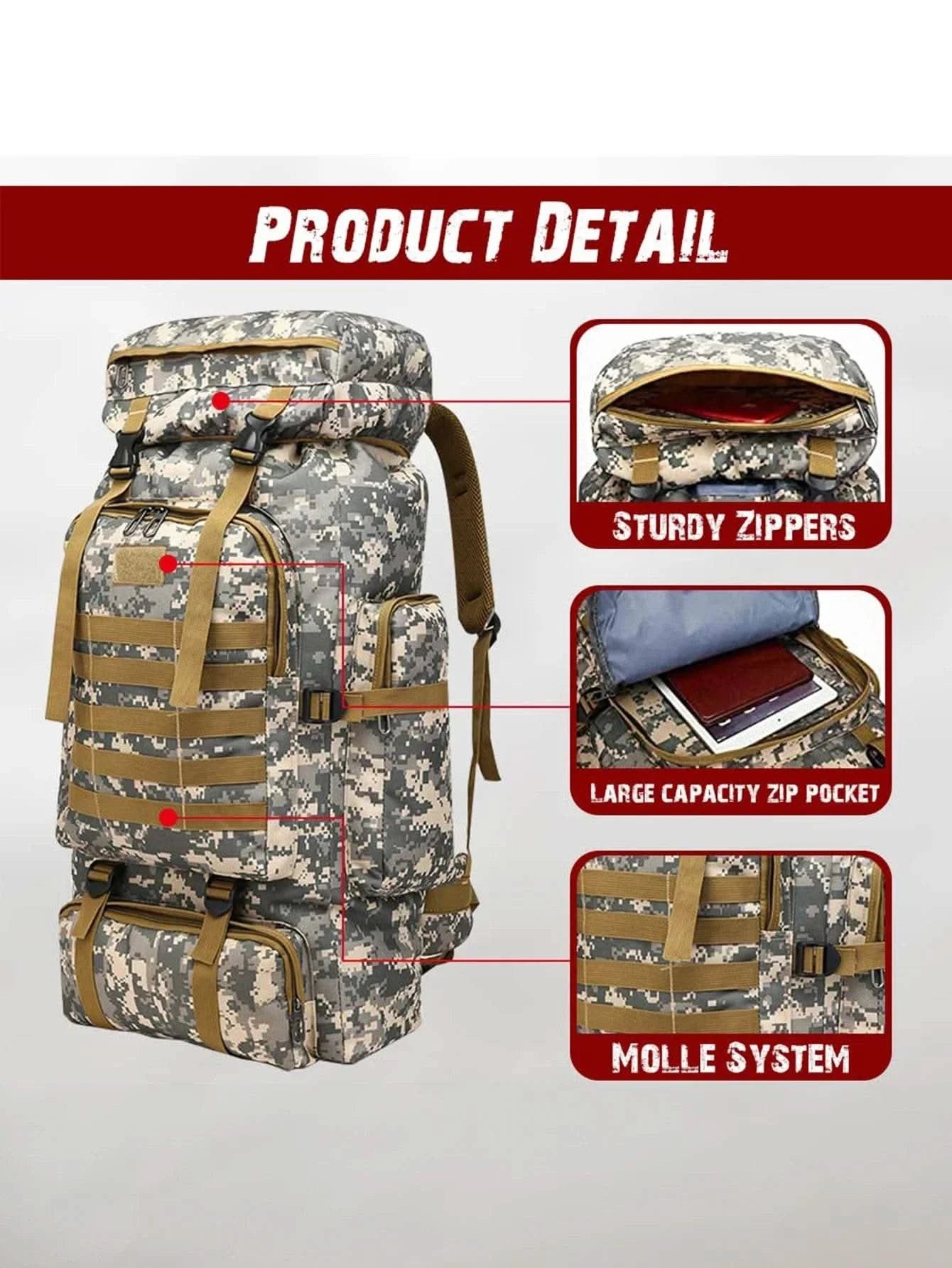 80L/100L Mountaineering Bag Climb Bag Tactical Backpacks Large Backpack Outdoors Hiking Camping Travel Bags - M & M Global