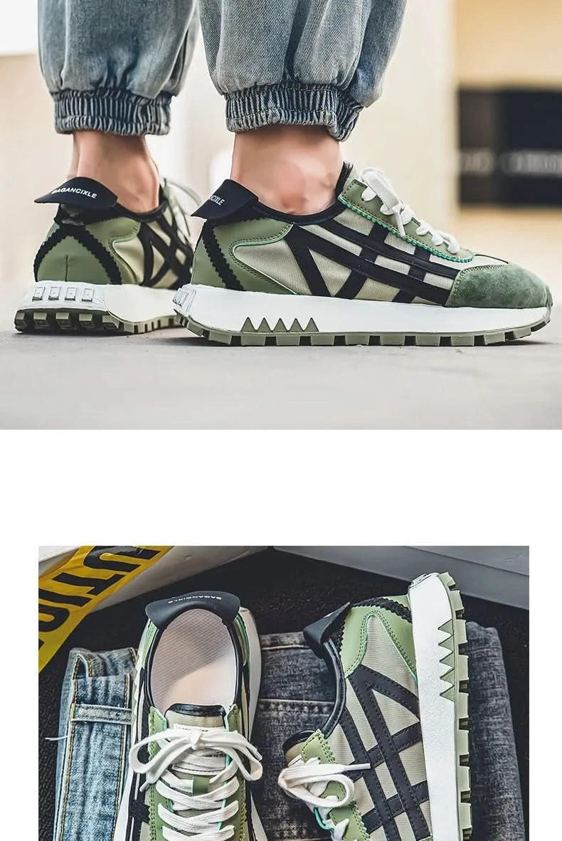 New men's trendy versatile casual sports shoes, men's thick-soled lightweight non-slip breathable trendy shoes кроссовки мужские - M & M Global