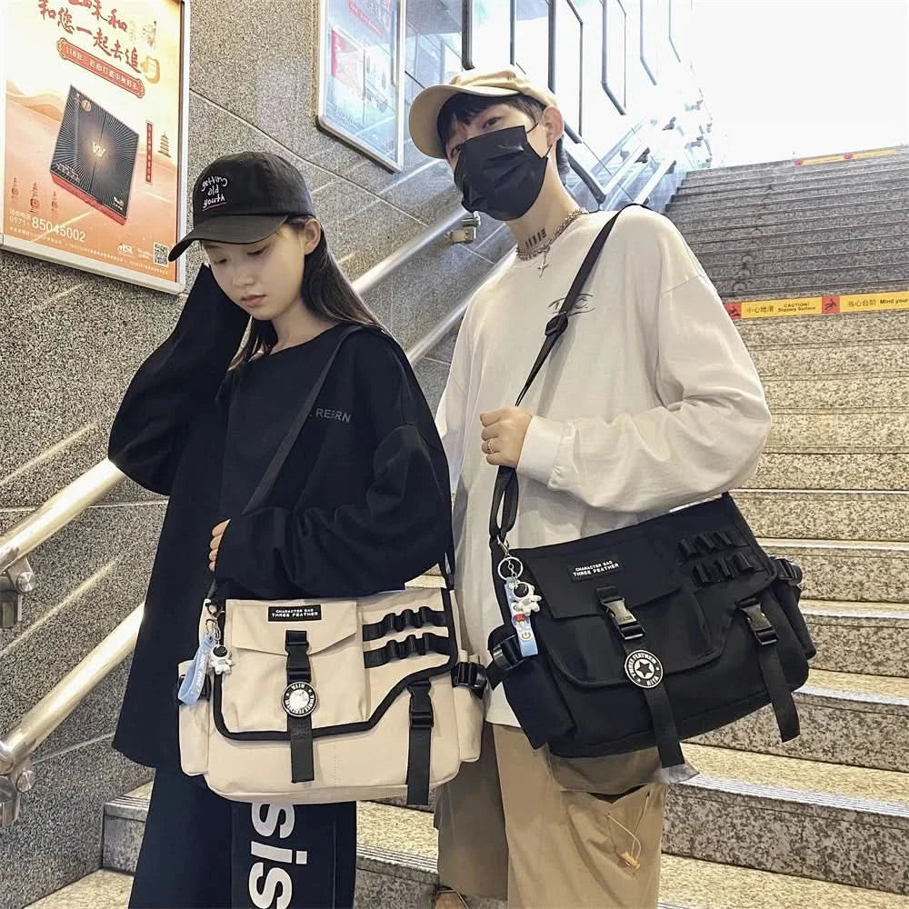 Unisex Nylon Fabric Messenger Bags Multi Pockets Large Capacity Shoulder Shopper Tote Bag Student School Satchels Female Handbag - M & M Global