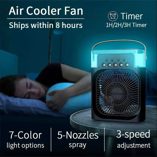 New 3 In 1 Fan AIr Conditioner Household Small Air Cooler LED Night Light Portable Humidifier Air Adjustment Fan Office Home Fan - M & M Global