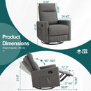 JHK Swivel Rocking Living Room Sofa Manual Upholstered Seating Recliner Angle Adjustable with Extra Large Footrest for Bedroom