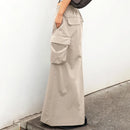 ZANZEA 2024 Vintage Cargo Maxi Skirts Women Elegant Loose Jupes Office Big Pockets Jupes Autumn Elastic Waist Skirts Streetwear