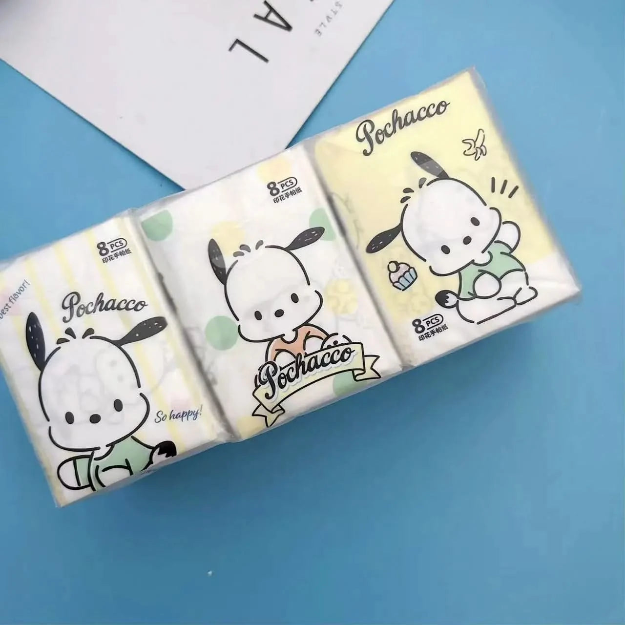 Kawaii Hello Kitty Handkerchief Paper Cartoon Sanrio Pochacco Kitty Printed Napkins Portable Small Pocket Tissues Facial Paper - M & M Global