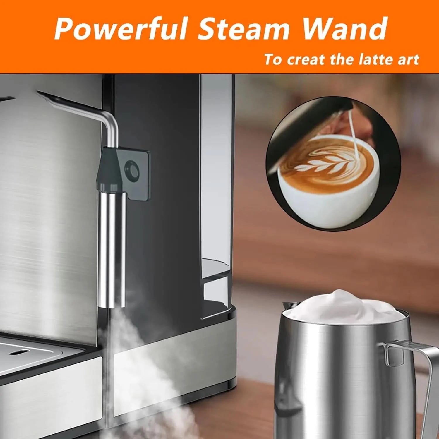 Espresso Machine 20 Bar Professional Compact Homehold Coffee Espresso Maker with Milk Frother Steam Wand 54oz Water Tank Low Noi - M & M Global