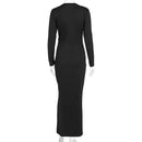 Tossy Fashion Autumn Pleated Long Dress Female High Waist Slim Bandage Solid Elegant Commute Clothes Ladies Y2k Maxi Dress 2024 - M & M Global