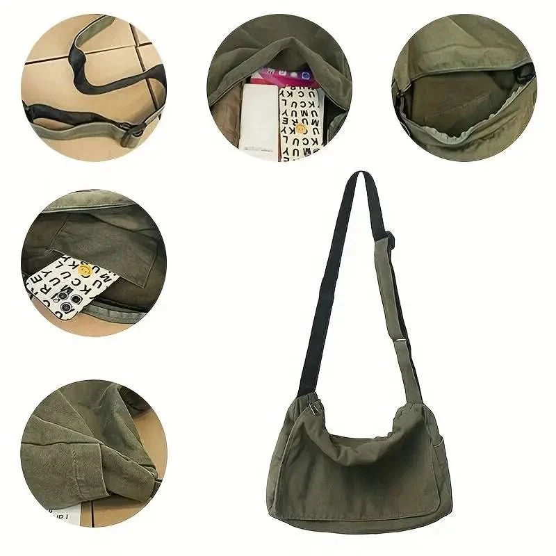 Women's Messenger Bag Vintage Handbag Canvas Teenager Shoulder Tote Bags Casual Handbag Crossbody Handbags - M & M Global