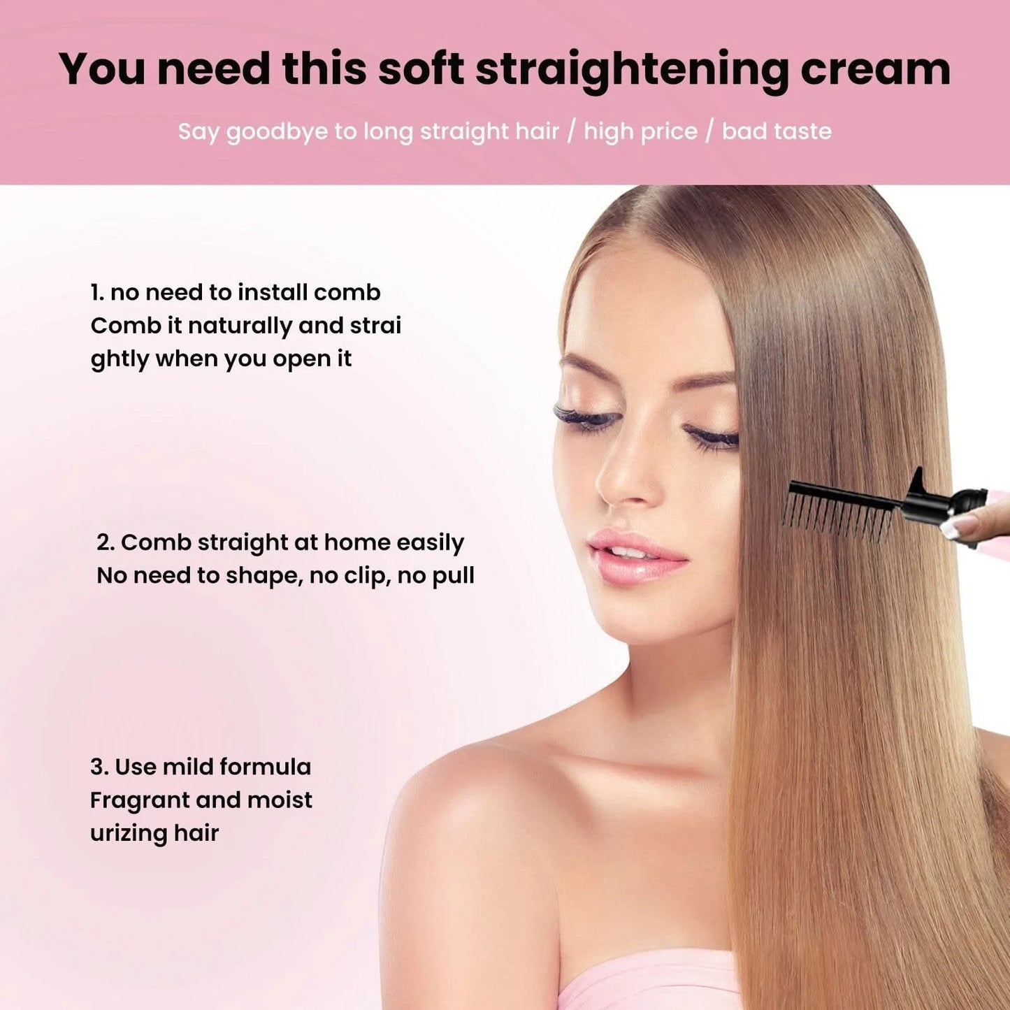 150ml Straightening Hair Care Cream With Hair Comb Straightening Cream for Smooth and Nourishing Hair for Dry Hair - M & M Global