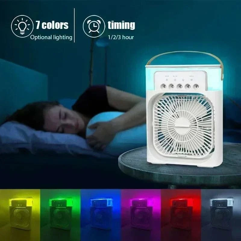 3 In 1 Fan AIr Conditioner Household Small Air Cooler LED Night Light Portable Humidifier Air Adjustment Fan Office Home Fan New - M & M Global