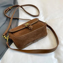 Korean Fashion New Small Square Bag Shoulder Bags Brown Niche Retro Suede Surface Leisure Versatile Trend Lady Crossbody Bags - M & M Global