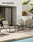3-Piece Patio Set. Garden Conversation. 2 Rocking Chairs, Table. Steel Frame. Breathable Fabric. Yellowish Brown. UGGF0027K01.