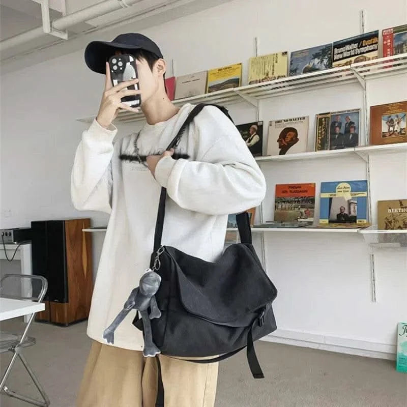 Canvas Messenger Bag Ladies Big Capacity Handbags Shoulder Bag Youth Girls Student School Bags Fashion Men Crossbody Bags Bolsos - M & M Global
