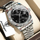 POEDAGAR Fashion High Quality Men Clock Waterproof Date Week Watch For Man Stainless Steel Luxury Quartz Men's Watches Reloj+Box