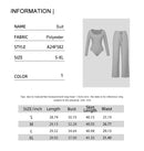 Ladies Casual Two-Piece Suit round Neck Long Sleeve Top with Wide Leg Pants Pure Color Straight Loose Trousers Elegant Outfit