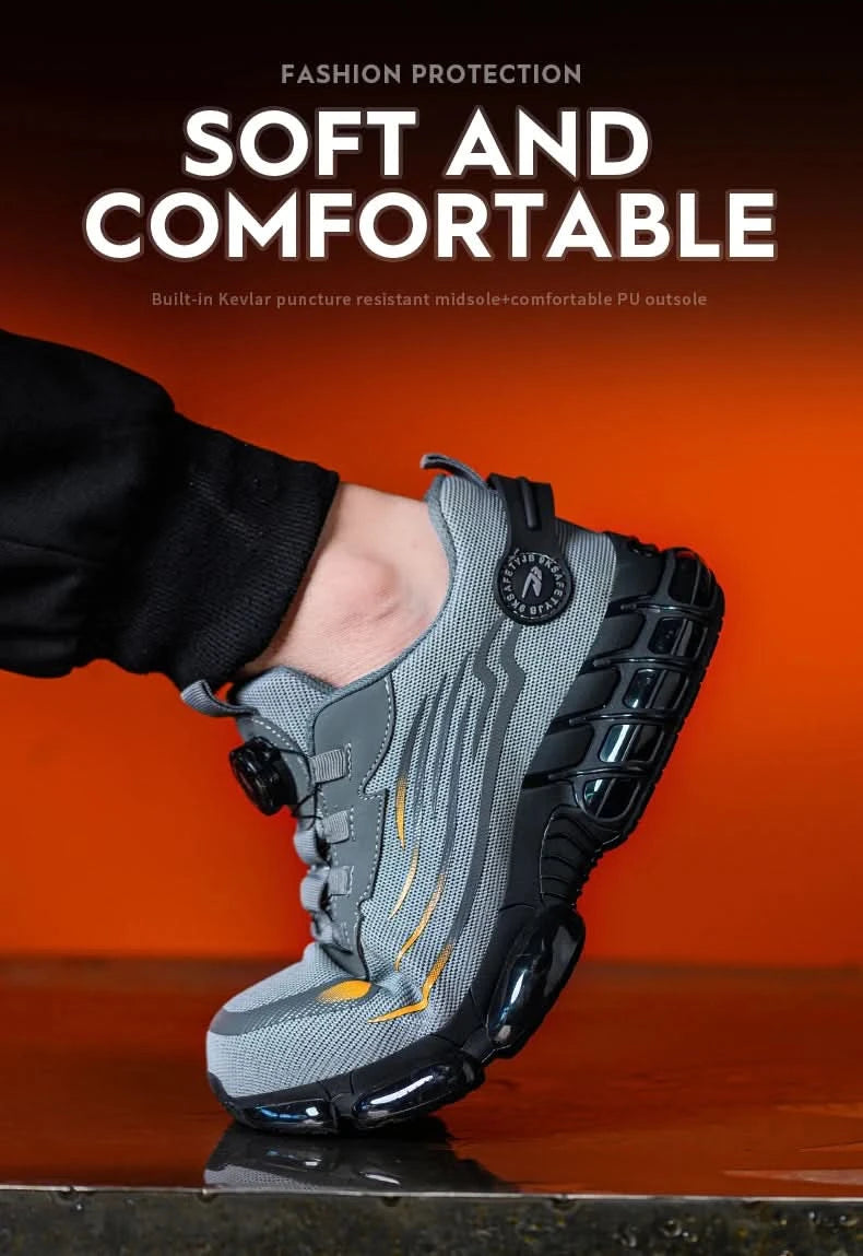 Rotating Button Steel Toe Safety Shoes Men Anti-smash Anti-puncture Work Shoes Breathable Sport Shoes Security Protective Boots