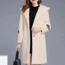 Lamb Fur Double-Sided Velvet Coat Women's Korean Embroidered Thickened Mid-Length Woolen Windbreaker Autumn Winter New Arrival