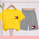 Kids Short sleeve Fashion T-shirt Boys Girls Toddler 3-12Yrs Tops and bottom Sunshine Casual Set outdoor sport black Clothes - M & M Global