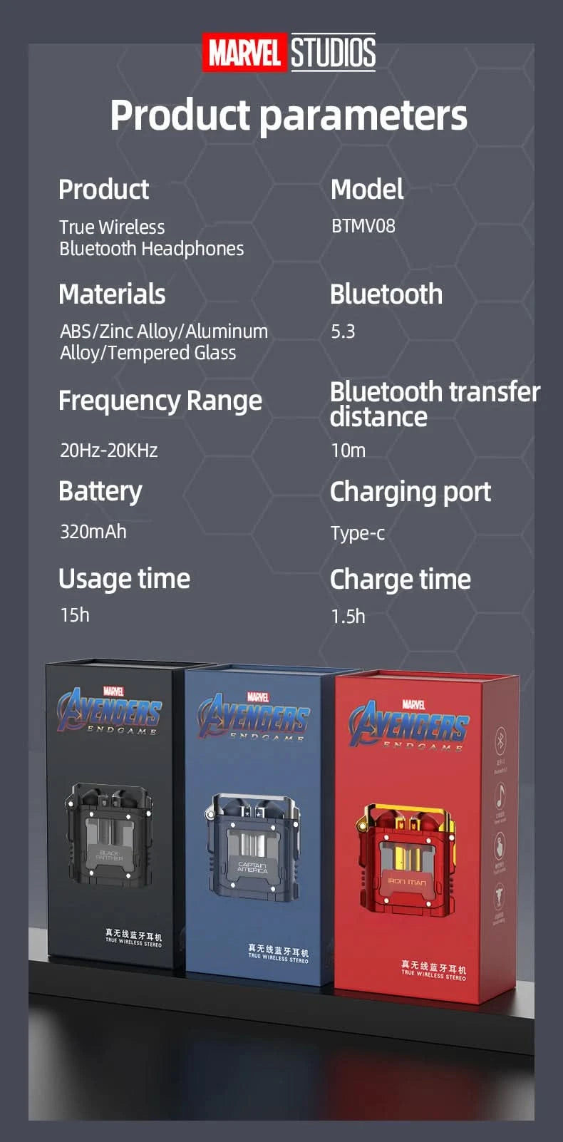 Choice US Disney BTMV08 Wireless Earphones Bluetooth 5.3 Gaming Headset HIFI Sound Headphones