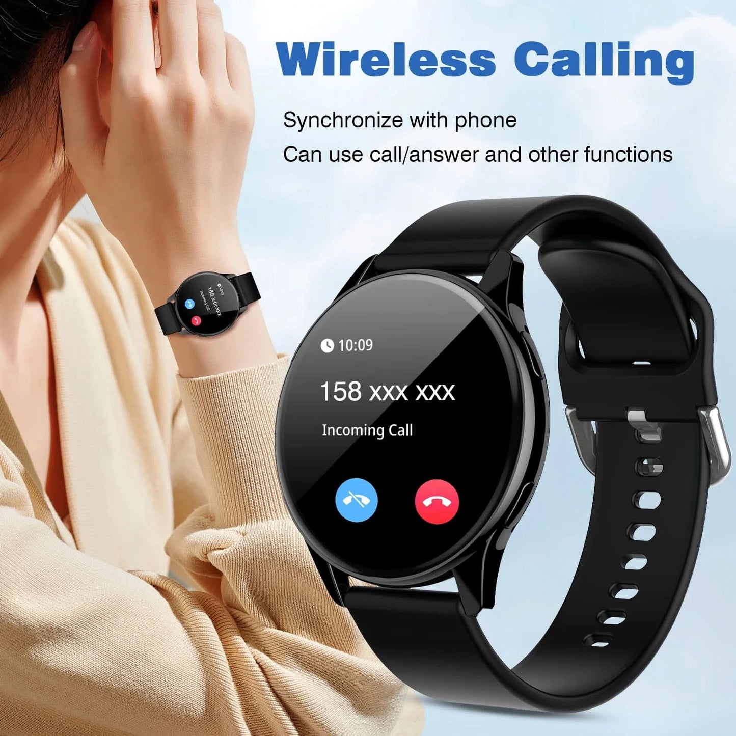 2025 new smart watch, Bluetooth call, message reminder, music playback, shutter control, weather forecast, unisex