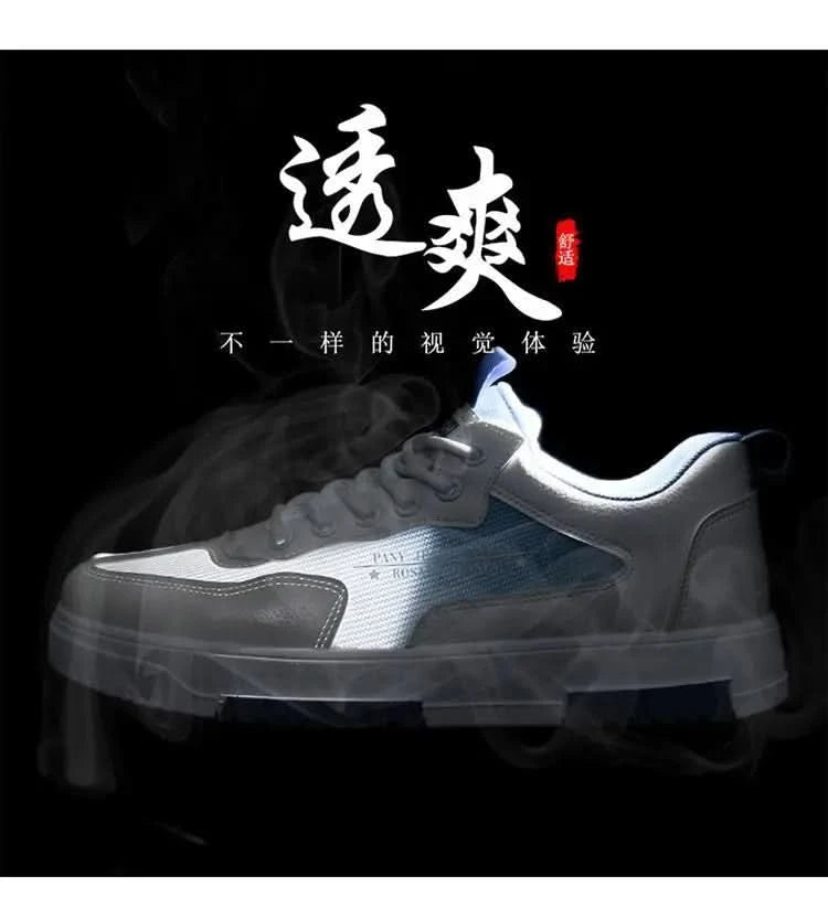 Versatile white shoes men's new 2025 summer casual breathable mesh board shoes fashionable sports height increasing men's shoes - M & M Global