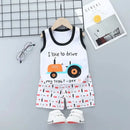 Summer Cute Cartoon 2PCS Kids Baby Boys Girls Cartoon Vest Top Shorts Pants Set Clothes Children Pajamas Girls Clothing Sets - M & M Global