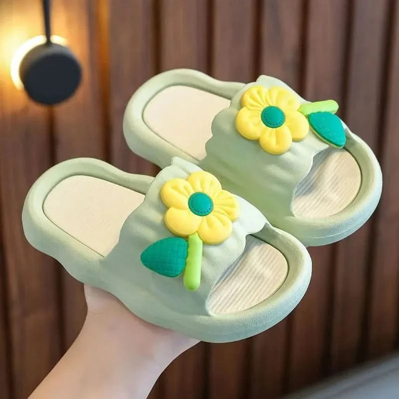 Summer New Kids Home Shoes Anti Slip Soft Sole Girls Bath Slipper Cartoon Cute Flower Bow Princess Slippers Children Beach Shoes - M & M Global
