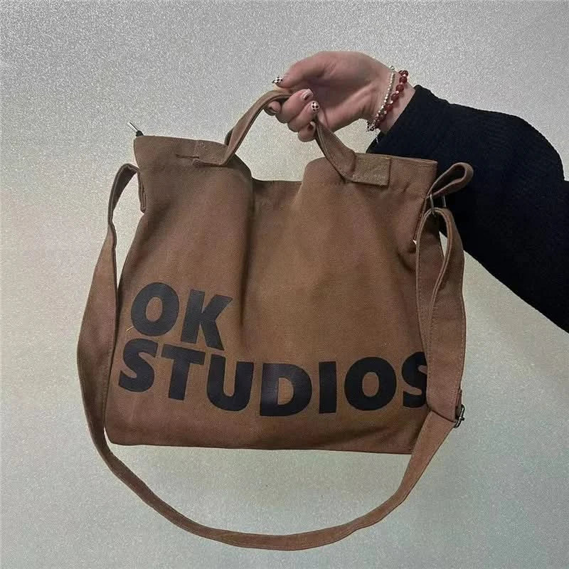 Vintage Canvas Messenger Bag, Retro Large Capacity Shoulder Bag, Women's Casual Handbag & Tote Hobo Purse - M & M Global
